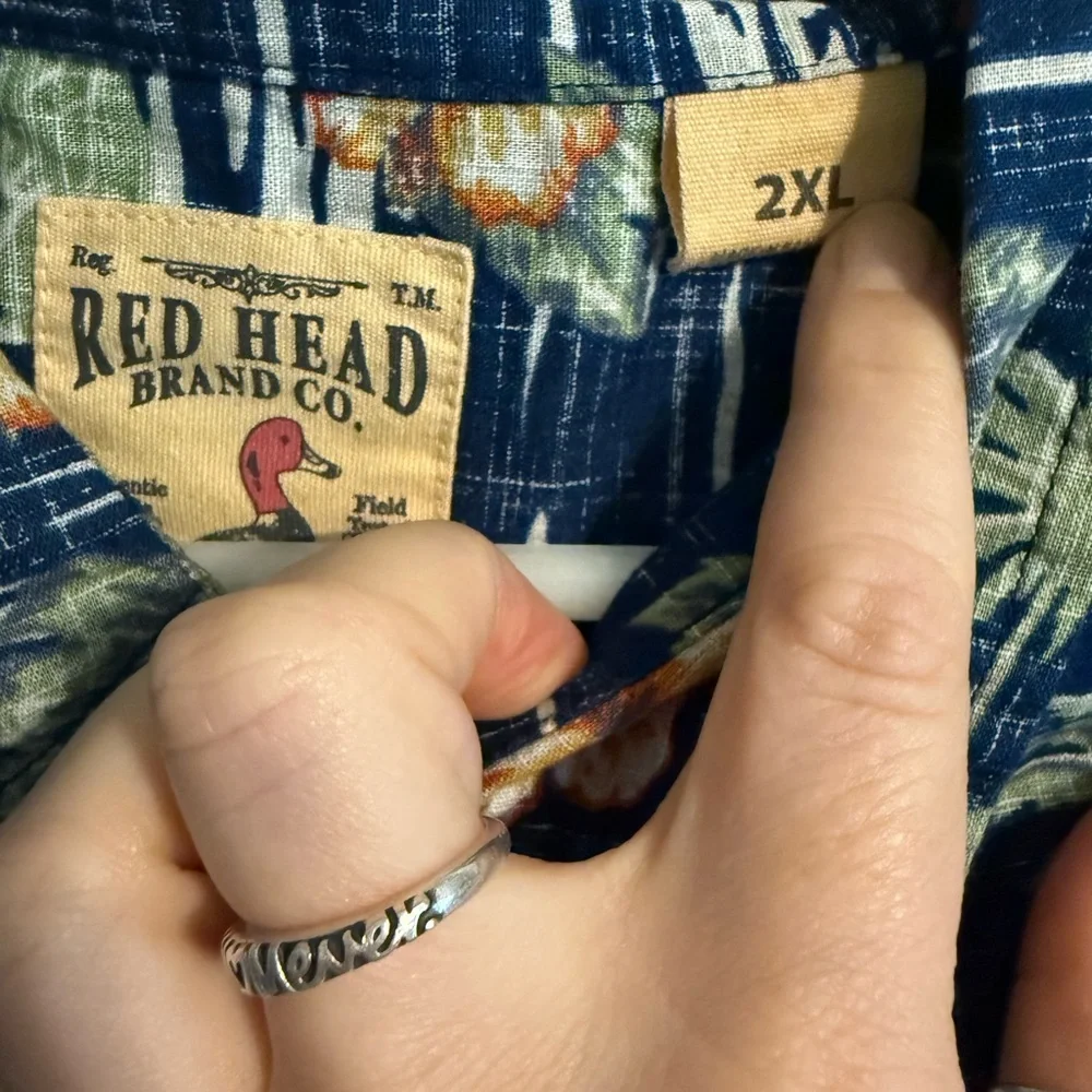 RedHead Casual Button Down Shirt Blue and Orange - Picture 3 of 4